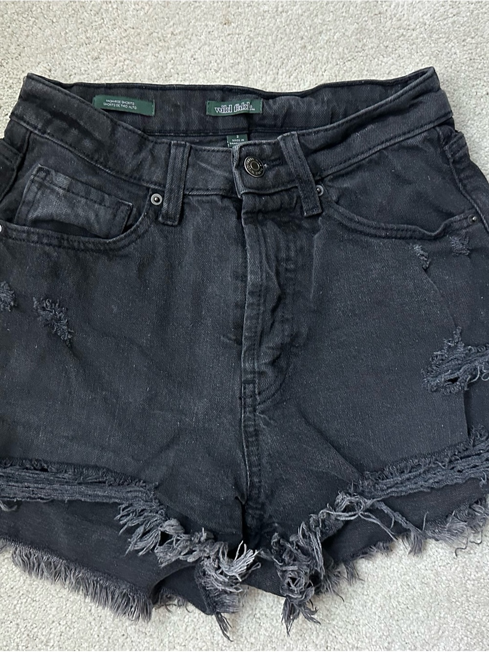 wild fable black distressed frayed denim shorts